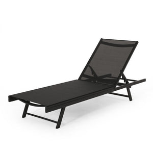 English Elm Salton Outdoor Iron Chaise Lounge with Mesh Seat and Five Recline Positions for Patios N775P406360B