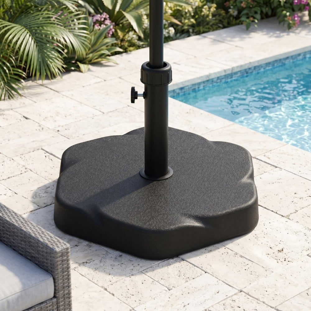 English Elm Hex Concrete Core Resin Patio Umbrella Base 65 Pound Weather Resistant Stand N775P407209B