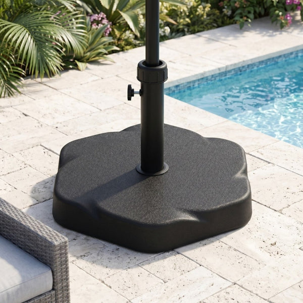 English Elm Hex Concrete Core Resin Patio Umbrella Base 65 Pound Weather Resistant Stand N775P407209B