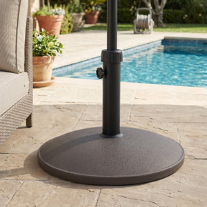 English Elm Ander Outdoor Round Umbrella Base with Concrete Core and Uv Resistant Resin Shell Brown N775P407222A