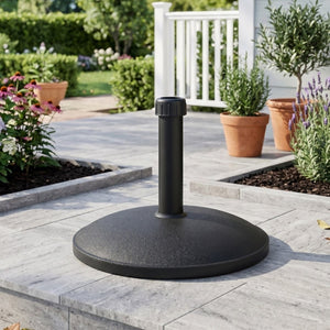 English Elm Ander Outdoor Round Umbrella Base with Concrete Core and Uv Resistant Resin Shell Black N775P407222B
