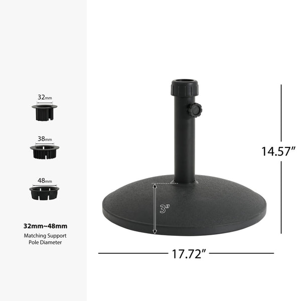 English Elm Ander Outdoor Round Umbrella Base with Concrete Core and Uv Resistant Resin Shell Black N775P407222B