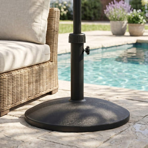 English Elm Ander Outdoor Round Umbrella Base with Concrete Core and Uv Resistant Resin Shell Black N775P407222B