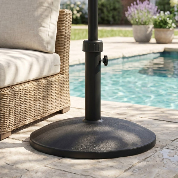 English Elm Ander Outdoor Round Umbrella Base with Concrete Core and Uv Resistant Resin Shell Black N775P407222B