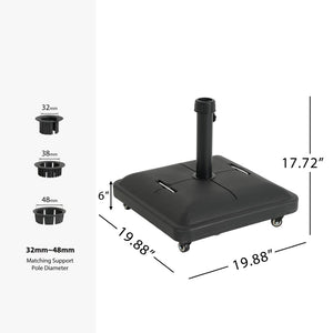 English Elm Halea Square Patio Umbrella Base 90 Pound Weighted Resin Stand with Rolling Wheels N775P407228B