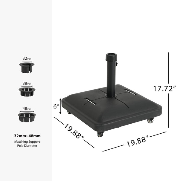 English Elm Halea Square Patio Umbrella Base 90 Pound Weighted Resin Stand with Rolling Wheels N775P407228B