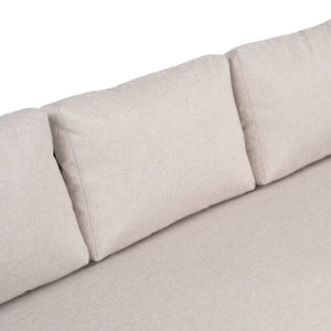 English Elm Galea Solid Acacia Outdoor Sofa with Teak Grain Finish and Beige Cushions for Patio N775P409422T
