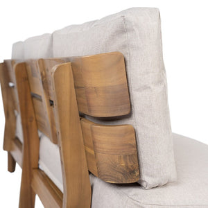 English Elm Galea Solid Acacia Outdoor Sofa with Teak Grain Finish and Beige Cushions for Patio N775P409422T