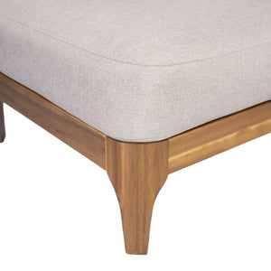 English Elm Galea Solid Acacia Outdoor Sofa with Teak Grain Finish and Beige Cushions for Patio N775P409422T