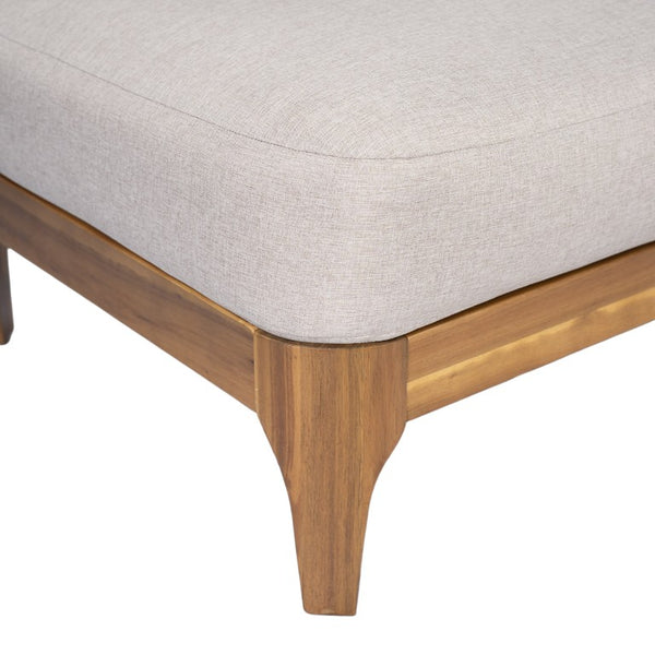 English Elm Galea Solid Acacia Outdoor Sofa with Teak Grain Finish and Beige Cushions for Patio N775P409422T