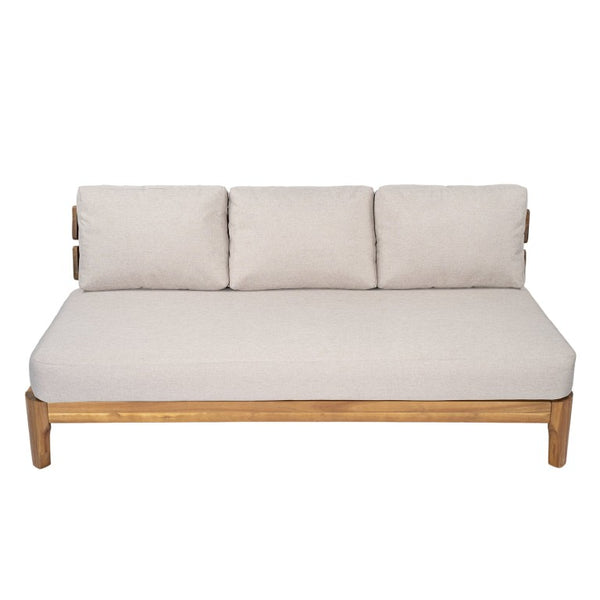 English Elm Galea Solid Acacia Outdoor Sofa with Teak Grain Finish and Beige Cushions for Patio N775P409422T