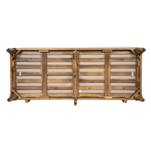English Elm Galea Solid Acacia Outdoor Sofa with Teak Grain Finish and Beige Cushions for Patio N775P409422T