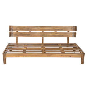 English Elm Galea Solid Acacia Outdoor Sofa with Teak Grain Finish and Beige Cushions for Patio N775P409422T