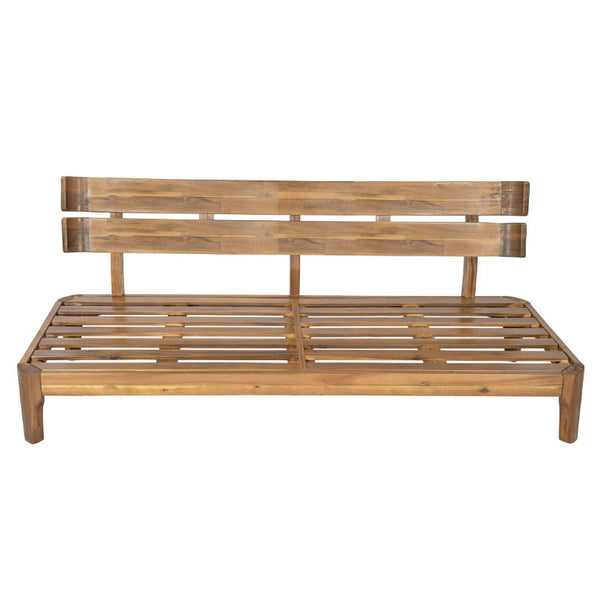 English Elm Galea Solid Acacia Outdoor Sofa with Teak Grain Finish and Beige Cushions for Patio N775P409422T
