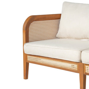 English Elm Kirkby Outdoor Acacia Wood Sofa with Wicker Weave and Cushioned Three Seat Comfort N775P410573T