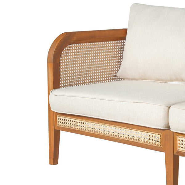English Elm Kirkby Outdoor Acacia Wood Sofa with Wicker Weave and Cushioned Three Seat Comfort N775P410573T