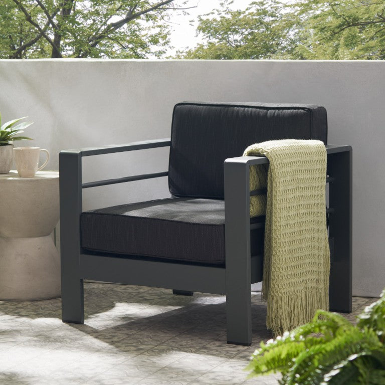 English Elm Cape Coral Aluminum Slat Back Club Chair for Patio or Sunlit Living Spaces N775P412357G
