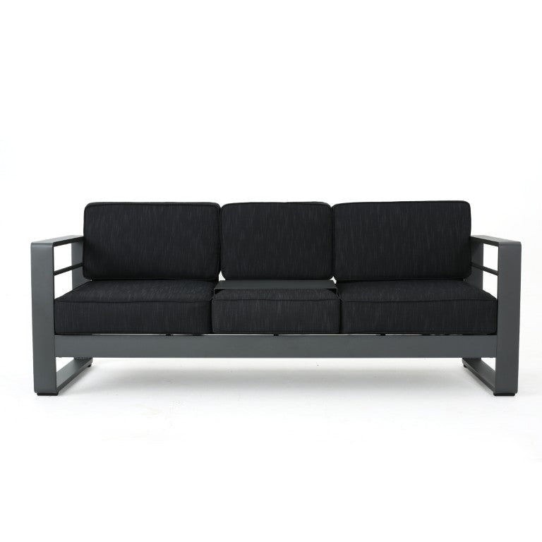 English Elm Cape Coral Outdoor 3 Seat Sofa with Convertible Aluminum Tray for Patio Lounging N775P412359G