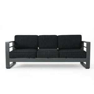 English Elm Cape Coral Outdoor 3 Seat Sofa with Convertible Aluminum Tray for Patio Lounging N775P412359G