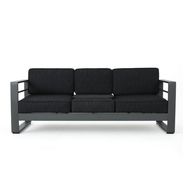 English Elm Cape Coral Outdoor 3 Seat Sofa with Convertible Aluminum Tray for Patio Lounging N775P412359G