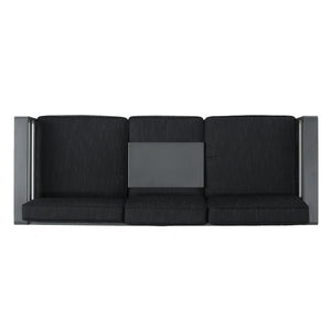 English Elm Cape Coral Outdoor 3 Seat Sofa with Convertible Aluminum Tray for Patio Lounging N775P412359G