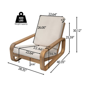 English Elm Briar Acacia Wood Outdoor Lounge Chair with Ottoman Mid-Century Curved Patio Set Set of 2 N775P412673L-2_N775P531995L-2