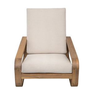 English Elm Briar Acacia Wood Outdoor Lounge Chair with Ottoman Mid-Century Curved Patio Set Set of 1 N775P412673L_N775P531995L