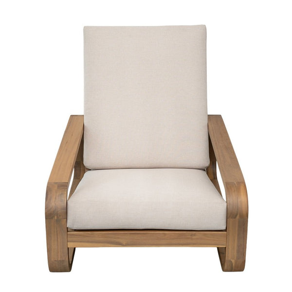 English Elm Briar Acacia Wood Outdoor Lounge Chair with Ottoman Mid-Century Curved Patio Set Set of 1 N775P412673L_N775P531995L