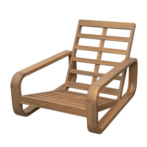 English Elm Briar Acacia Wood Outdoor Lounge Chair with Ottoman Mid-Century Curved Patio Set Set of 1 N775P412673L_N775P531995L