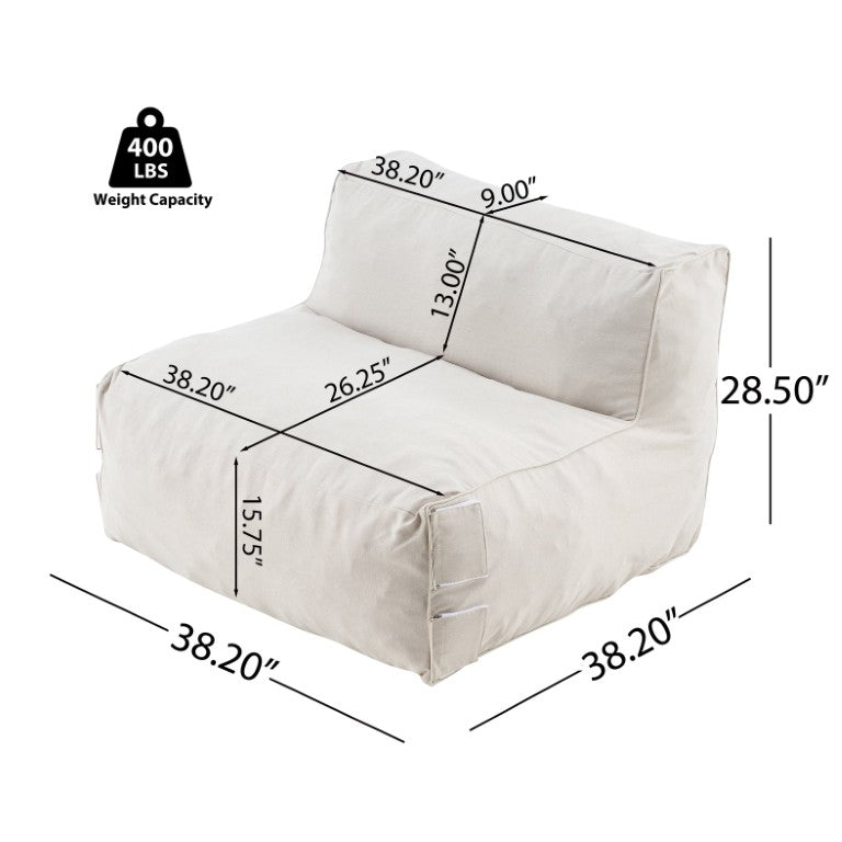English Elm Nerissa Outdoor Modular Bean Bag Sofa with UV Resistant Olefin Cover for Patio Lounging Beige Armless N775P420908B