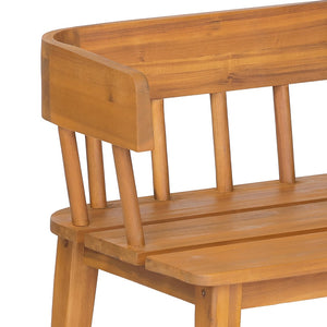 English Elm Bramley Solid Acacia Outdoor Bench with Slatted Back and Teak Finish for Patio N775P426364T