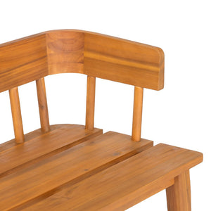 English Elm Bramley Solid Acacia Outdoor Bench with Slatted Back and Teak Finish for Patio N775P426364T