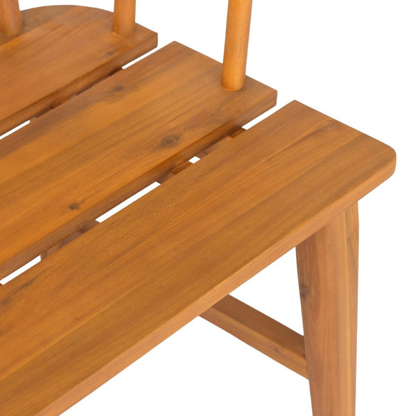 English Elm Bramley Solid Acacia Outdoor Bench with Slatted Back and Teak Finish for Patio N775P426364T