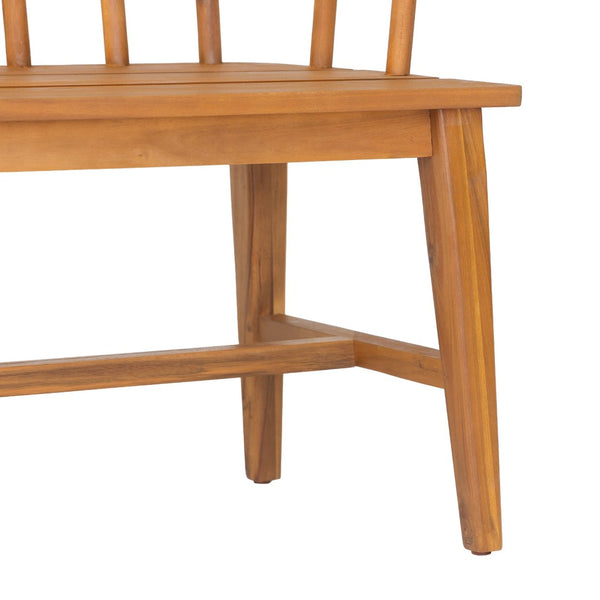 English Elm Bramley Solid Acacia Outdoor Bench with Slatted Back and Teak Finish for Patio N775P426364T
