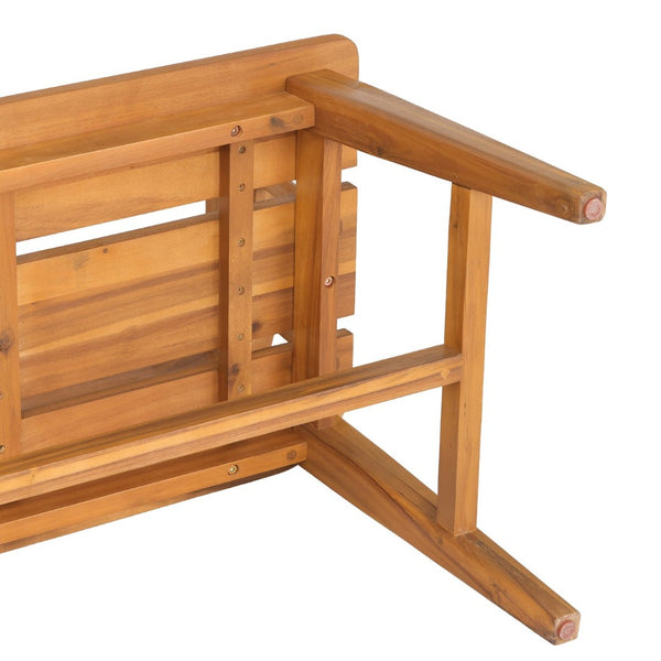 English Elm Bramley Solid Acacia Outdoor Bench with Slatted Back and Teak Finish for Patio N775P426364T
