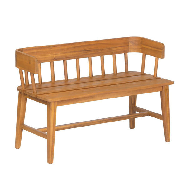 English Elm Bramley Solid Acacia Outdoor Bench with Slatted Back and Teak Finish for Patio N775P426364T