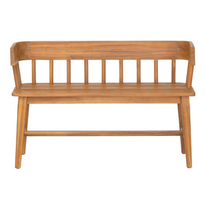 English Elm Bramley Solid Acacia Outdoor Bench with Slatted Back and Teak Finish for Patio N775P426364T