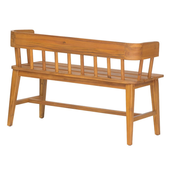 English Elm Bramley Solid Acacia Outdoor Bench with Slatted Back and Teak Finish for Patio N775P426364T