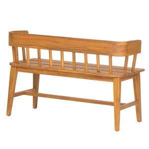 English Elm Bramley Solid Acacia Outdoor Bench with Slatted Back and Teak Finish for Patio N775P426364T