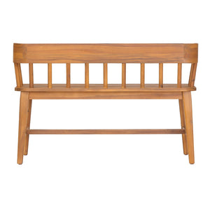 English Elm Bramley Solid Acacia Outdoor Bench with Slatted Back and Teak Finish for Patio N775P426364T
