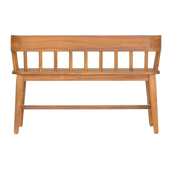 English Elm Bramley Solid Acacia Outdoor Bench with Slatted Back and Teak Finish for Patio N775P426364T