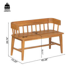 English Elm Bramley Solid Acacia Outdoor Bench with Slatted Back and Teak Finish for Patio N775P426364T
