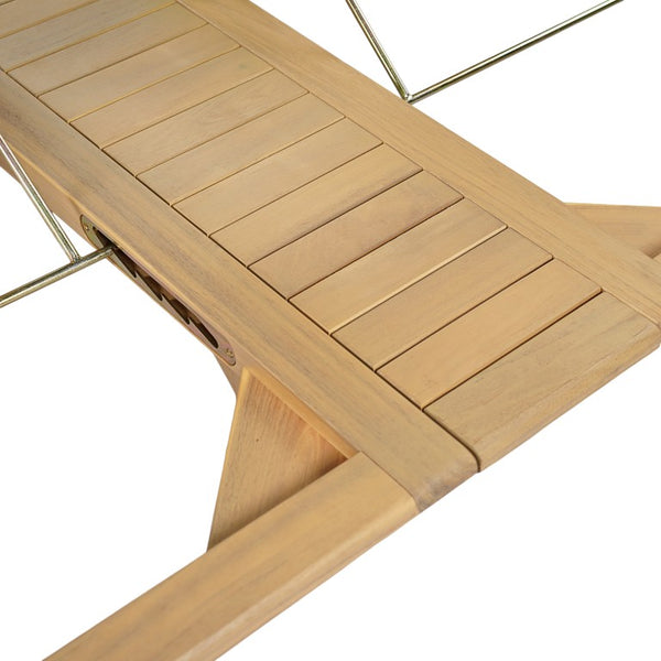 English Elm Tibbo Acacia Wood Outdoor Double Chaise Lounge with Built-In Side Table for Patios N775P439622G