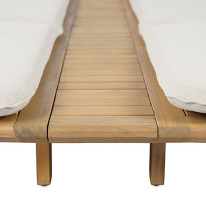 English Elm Tibbo Acacia Wood Outdoor Double Chaise Lounge with Built-In Side Table for Patios N775P439622G