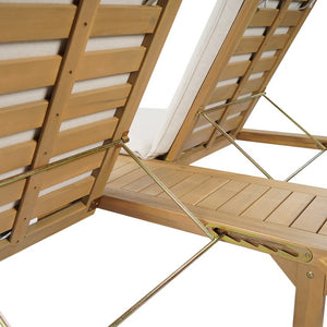 English Elm Tibbo Acacia Wood Outdoor Double Chaise Lounge with Built-In Side Table for Patios N775P439622G