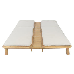 English Elm Tibbo Acacia Wood Outdoor Double Chaise Lounge with Built-In Side Table for Patios N775P439622G