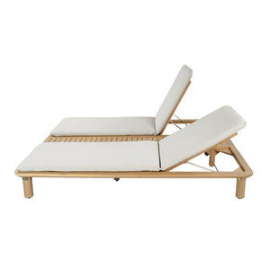 English Elm Tibbo Acacia Wood Outdoor Double Chaise Lounge with Built-In Side Table for Patios N775P439622G