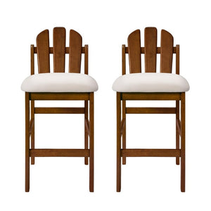 English Elm Liora Mid-Century Rubberwood Counter Stools with Upholstered Seats Set of 2 Beige/Walnut N775P446339B