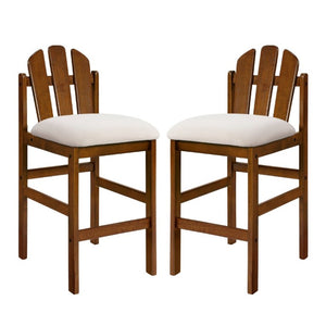 English Elm Liora Mid-Century Rubberwood Counter Stools with Upholstered Seats Set of 2 Beige/Walnut N775P446339B