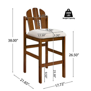 English Elm Liora Mid-Century Rubberwood Counter Stools with Upholstered Seats Set of 2 Beige/Walnut N775P446339B